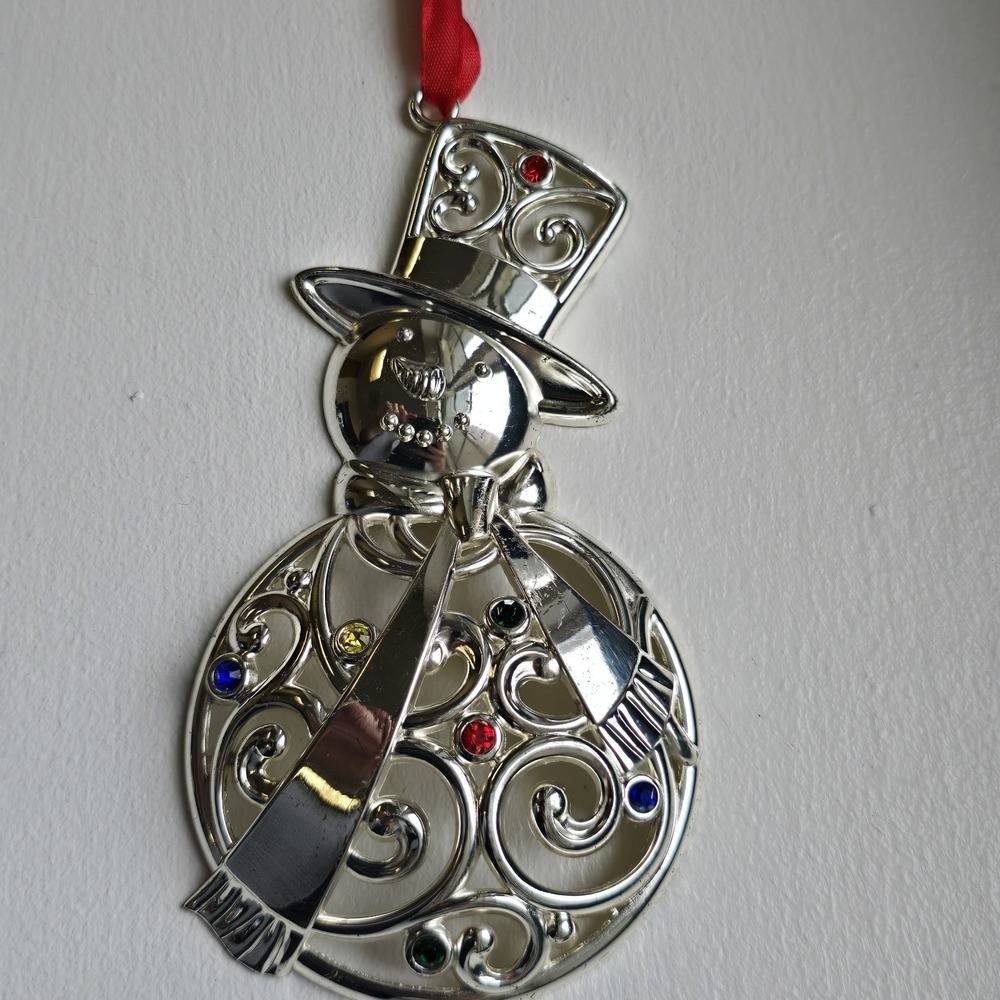 LENOX Christmas Sparkle and Scroll Snowman Ornament‎ Multicolor Gems NIB
